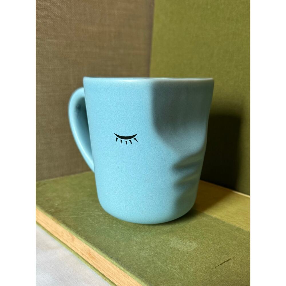 Uncommon Goods Face Profile Mug • Blue Ceramic • 4” Modern Minimalist